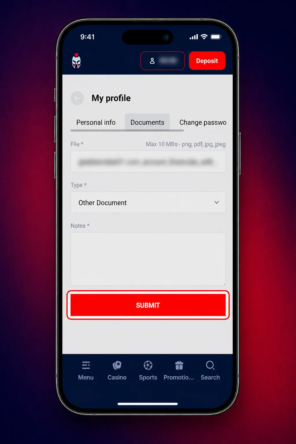 Gladiatorsbet account registration steps showing sign up form, KYC verification, deposit methods, and live casino access