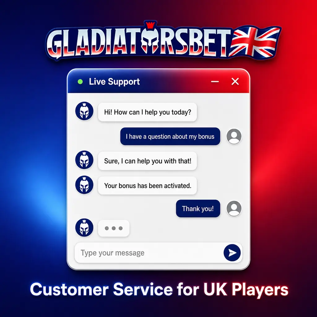 Customer service support channels for Gladiatorsbet UK players
