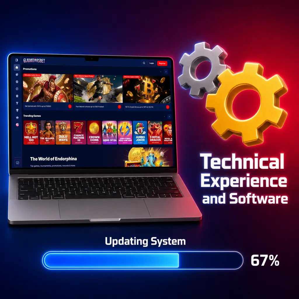 Live dealer GCU hardware and streaming technology at Gladiatorsbet