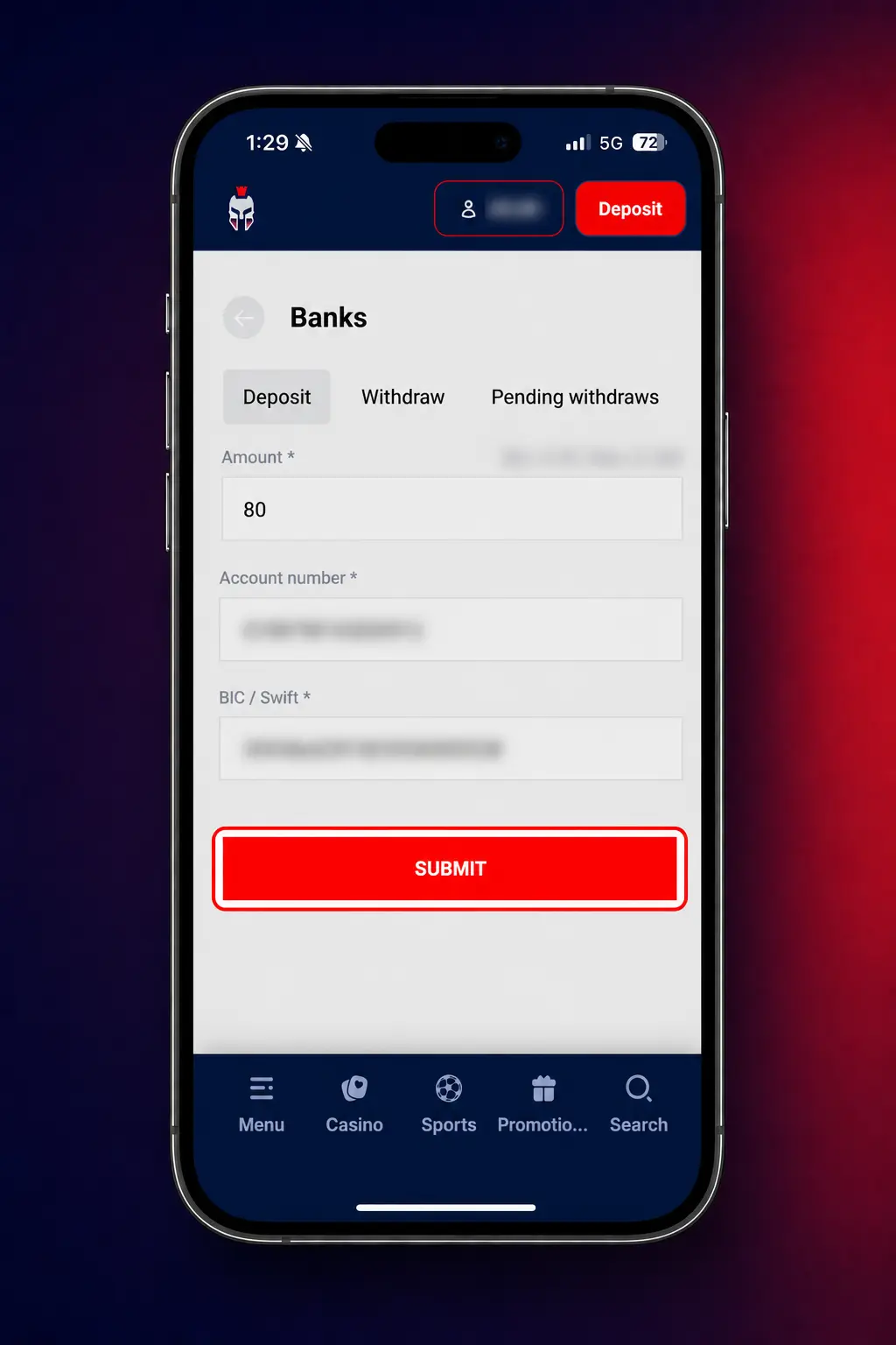 Step 3 navigate to promotions on Gladiatorsbet