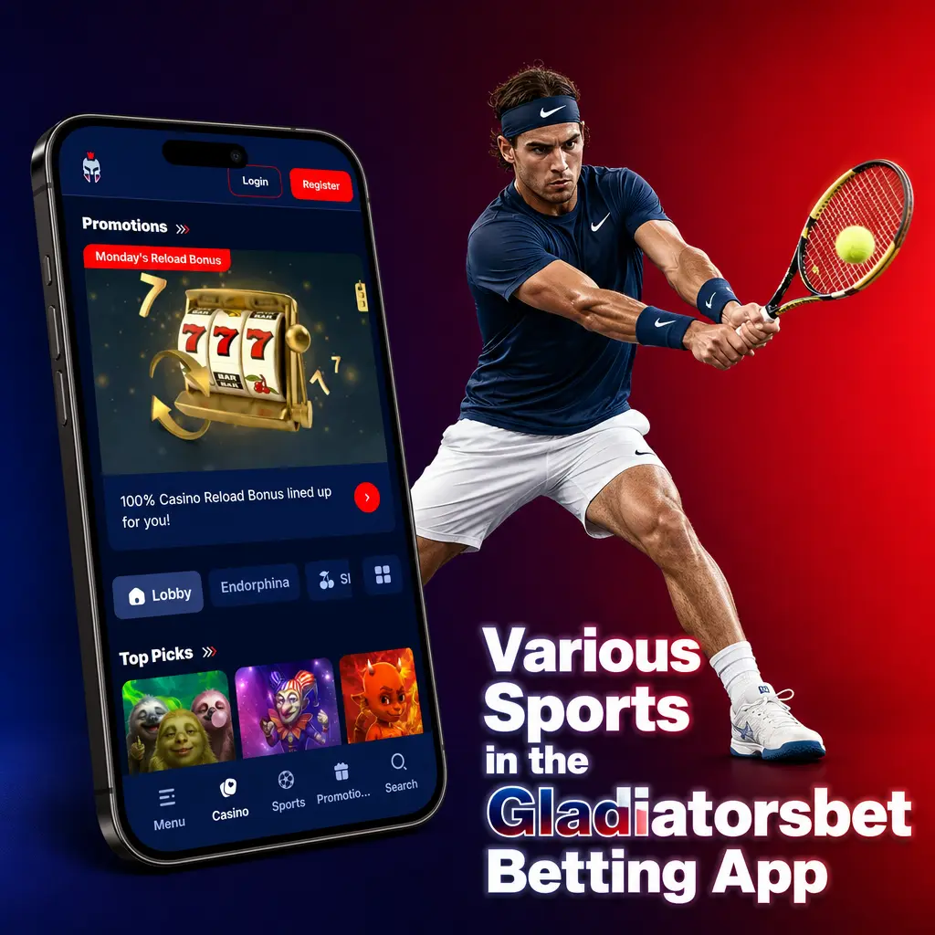 Various sports available in the Gladiatorsbet betting app